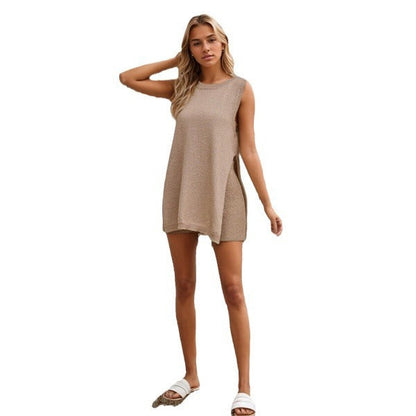 Summer Loose Round Neck Vest Shorts Set