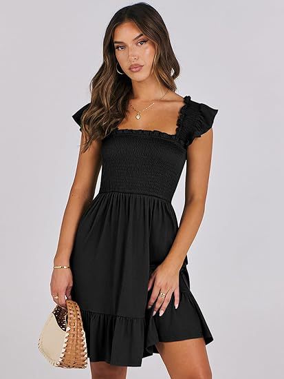Clothing Shein Sleeveless Square Collar Pleated Backless Short Mini Dress