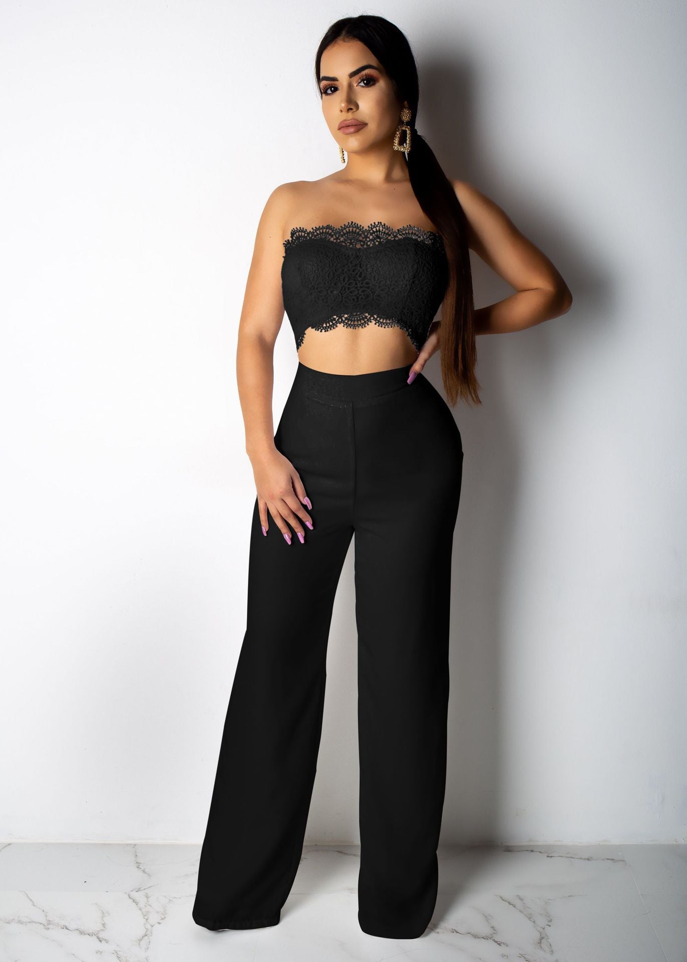 Boutique Color Lace Jumpsuit