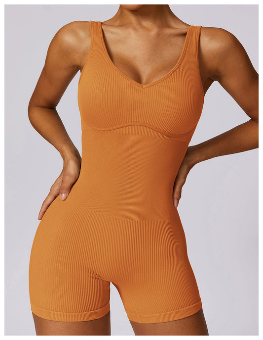 High Strength Beauty Back Seamless Yoga Jumpsuit Thread Elastic Sports Tight Fitness One Piece