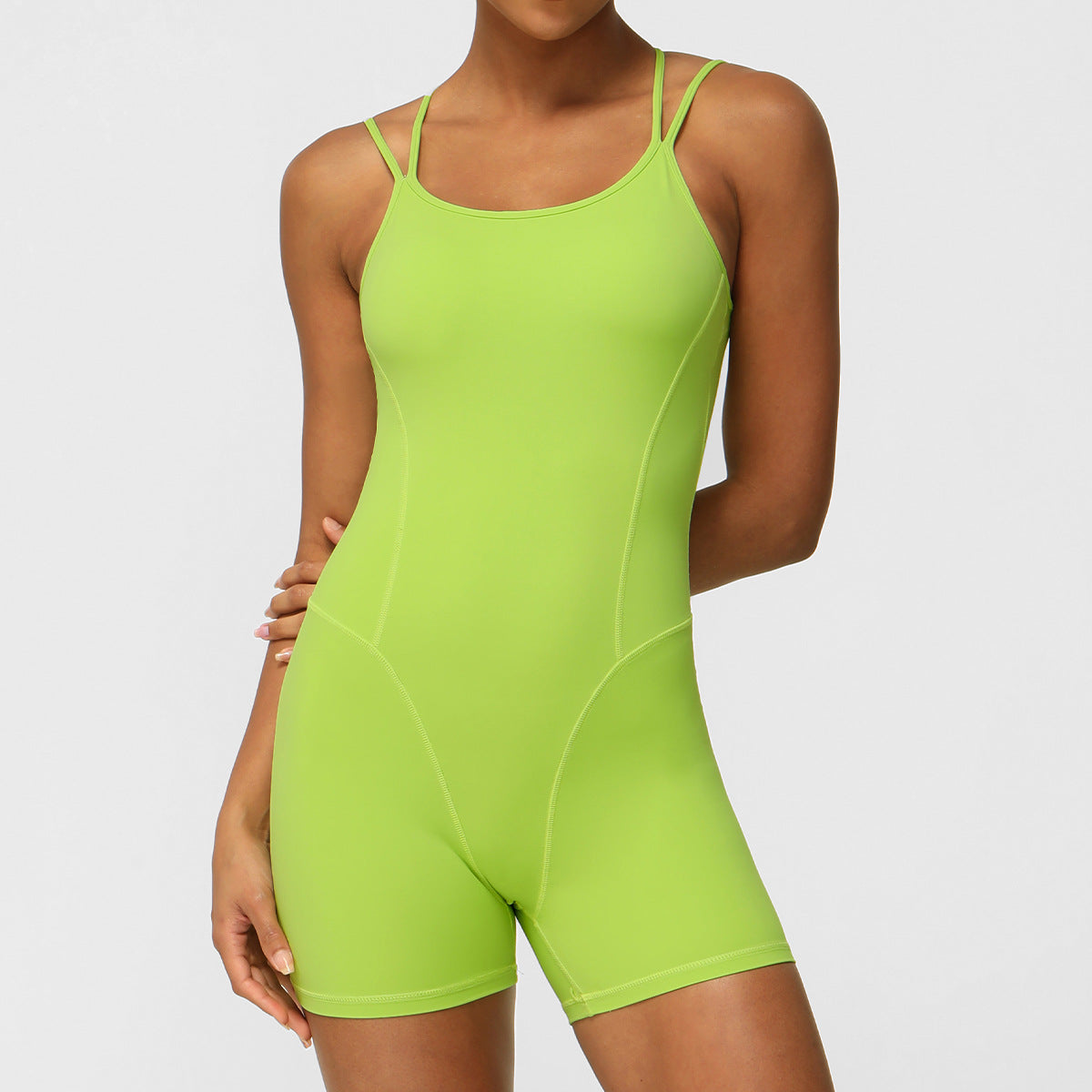 Thin Strap Crossing Beauty Back Yoga Fitness Jumpsuit Bare Back Deep V Plunge Hip Sports Jumpsuit Dance