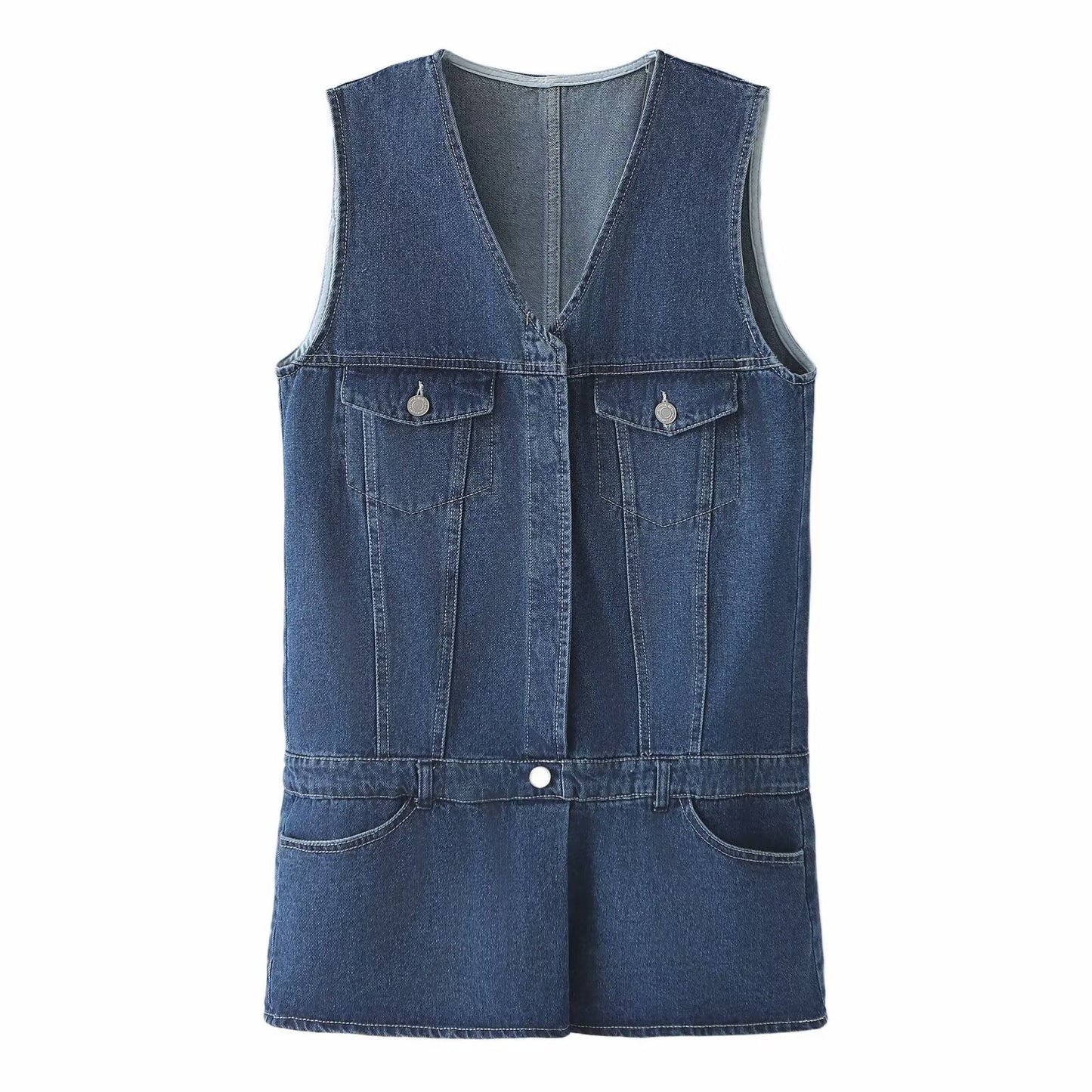 Spring Summer Clothing Jumpsuit Loose Sweet Washed Denim Short Dress