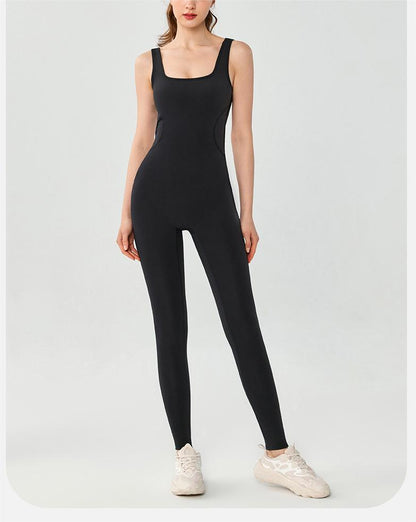 U Neck Sleeveless Yoga Jumpsuit Slim Fit Slimming Hollow Out Cutout Out Beauty Back No Embarrassment Line Jumpsuit