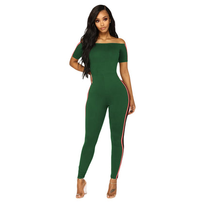 Summer Classic Off Shoulder Striped Jumpsuit