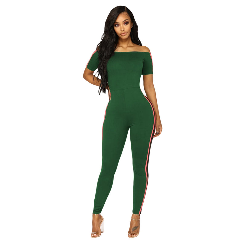Summer Classic Off Shoulder Striped Jumpsuit