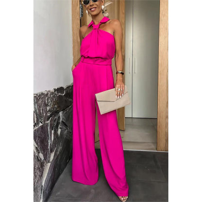 Spring Summer Pocket Sleeveless Jumpsuit Loose Vacation Multi Color Jumpsuit