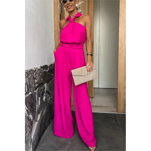 Spring Summer Pocket Sleeveless Jumpsuit Loose Vacation Multi Color Jumpsuit