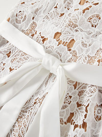 Embroidery Belted a Line Maxi Dress