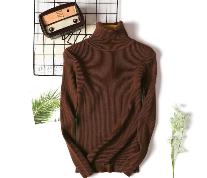 Turtleneck Sweater Long Sleeve Slim Fit Slimming Color Korean Fresh Knitted Bottoming Shirt