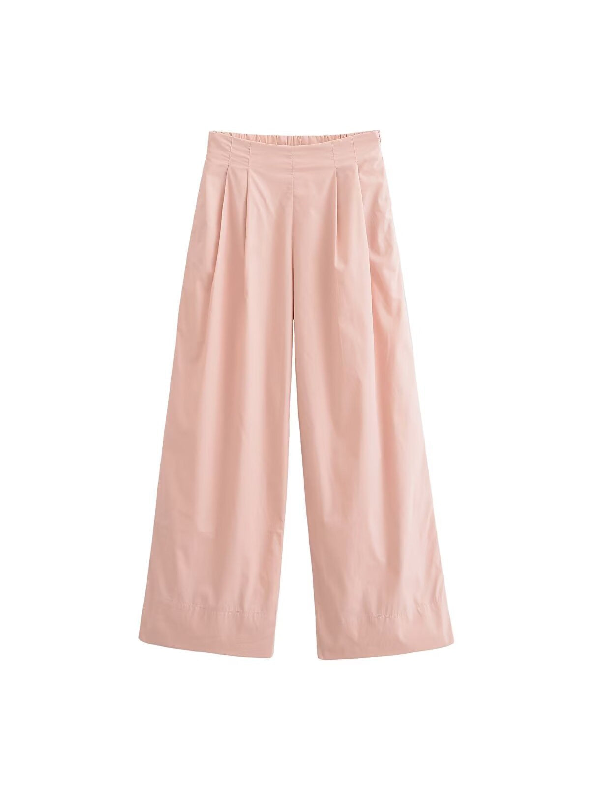 Poplin V Neck Top & High Waist Wide Leg Pant Coord Set