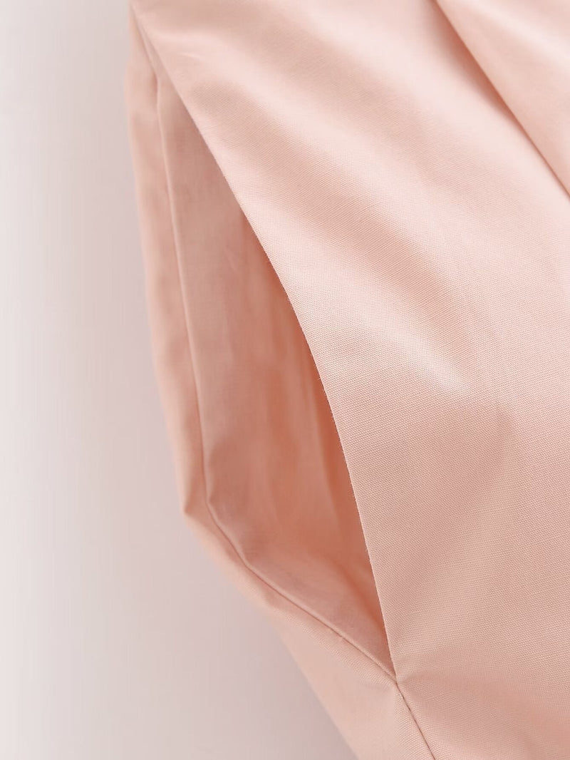 Poplin V Neck Top & High Waist Wide Leg Pant Coord Set