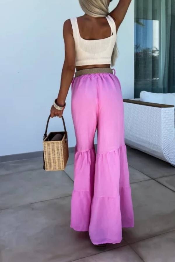 Elastic Pants High Waisted Flared Pants
