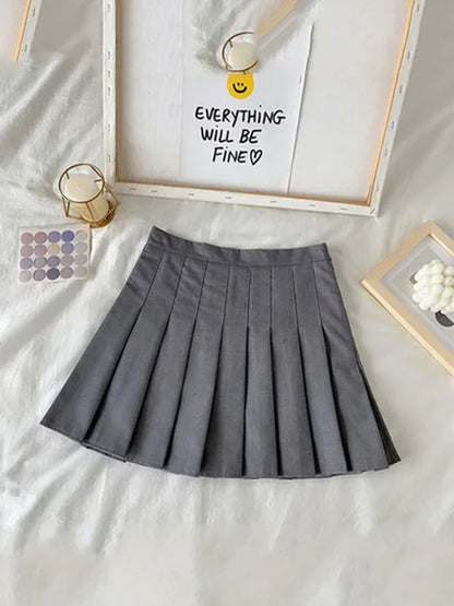 New Black Skirt Female Summer High Waist Gothic Anti-glare A-line Pleated Skirt Short Skirt Purple Ins Tide Ulzzang Skirt