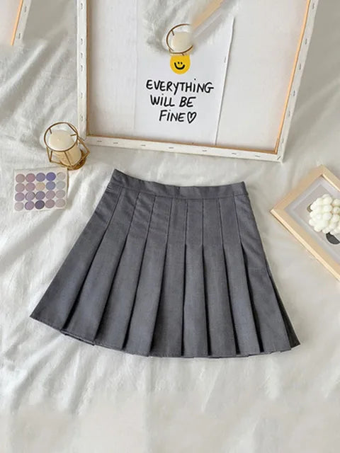New Black Skirt Female Summer High Waist Gothic Anti-glare A-line Pleated Skirt Short Skirt Purple Ins Tide Ulzzang Skirt