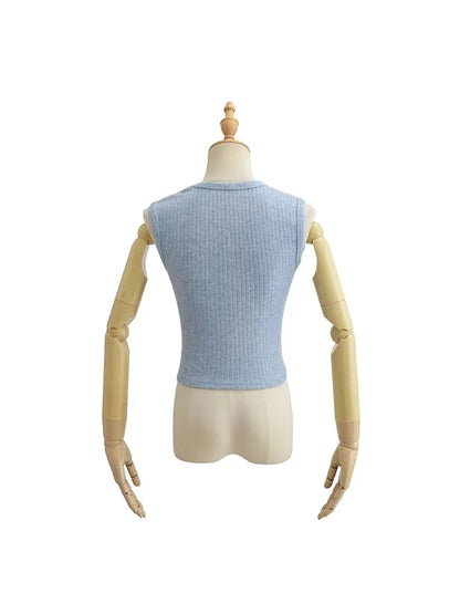 Crop Tops Summer Tank Top Sleeveless Thin Knit Basic Outwear Elastic Camis