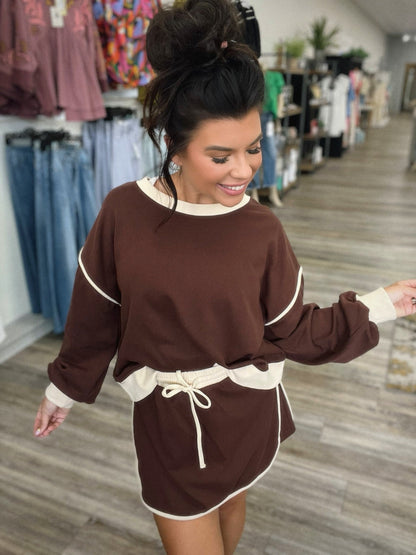 Autumn Suit Fresh Loose Multicolor Cotton Sweater Imitation Skirt Shorts