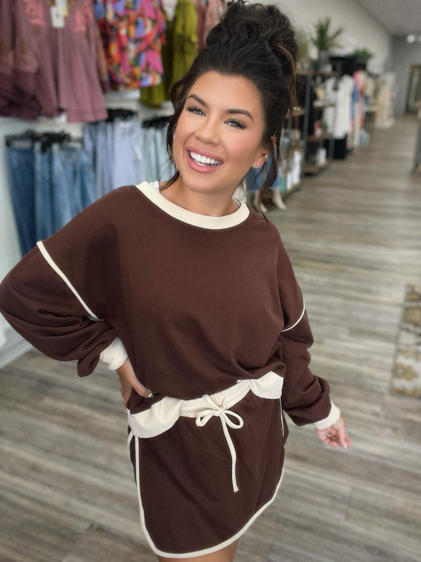 Autumn Suit Fresh Loose Multicolor Cotton Sweater Imitation Skirt Shorts