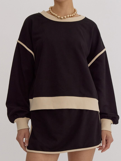 Autumn Suit Fresh Loose Multicolor Cotton Sweater Imitation Skirt Shorts