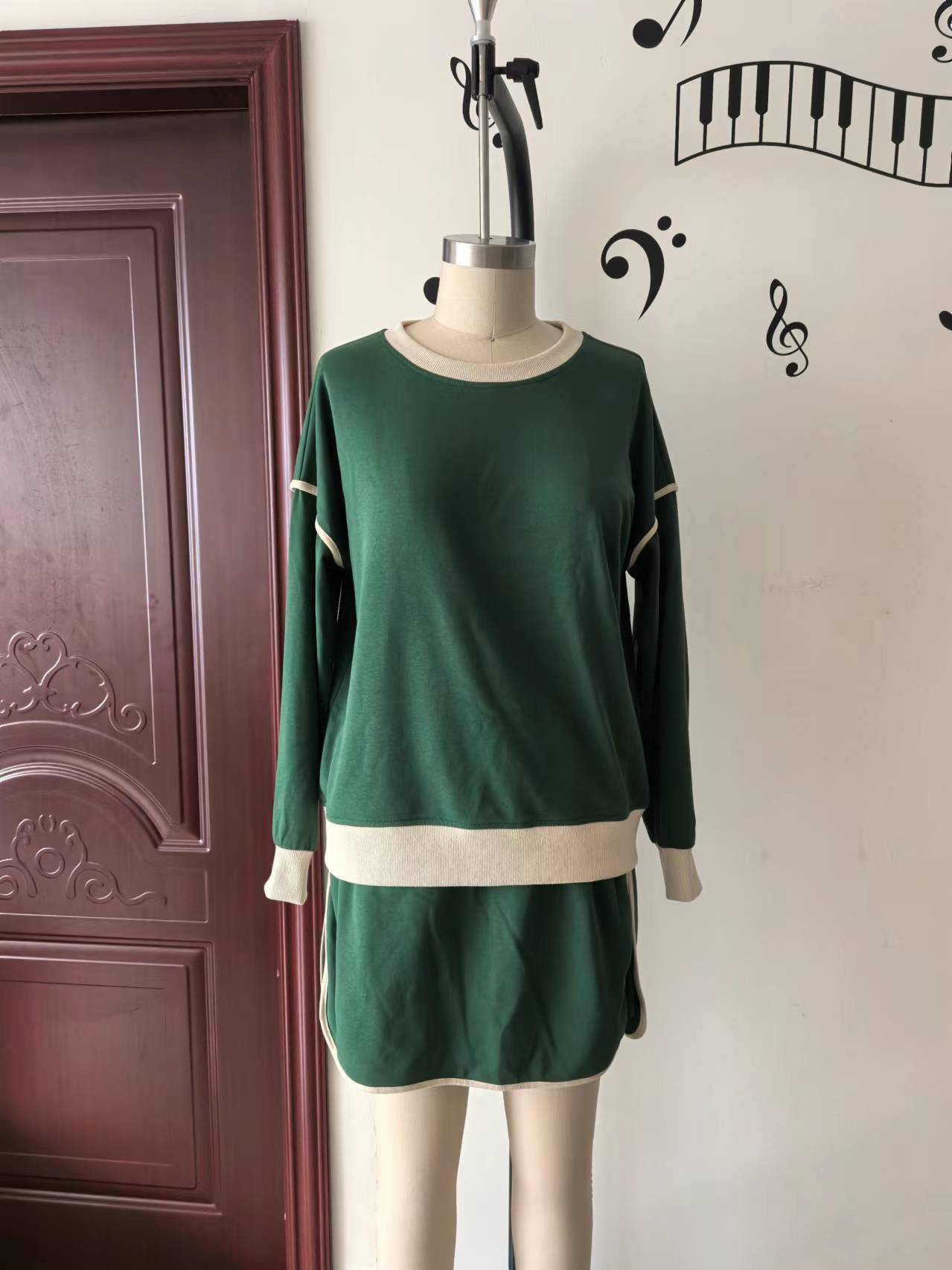 Autumn Suit Fresh Loose Multicolor Cotton Sweater Imitation Skirt Shorts