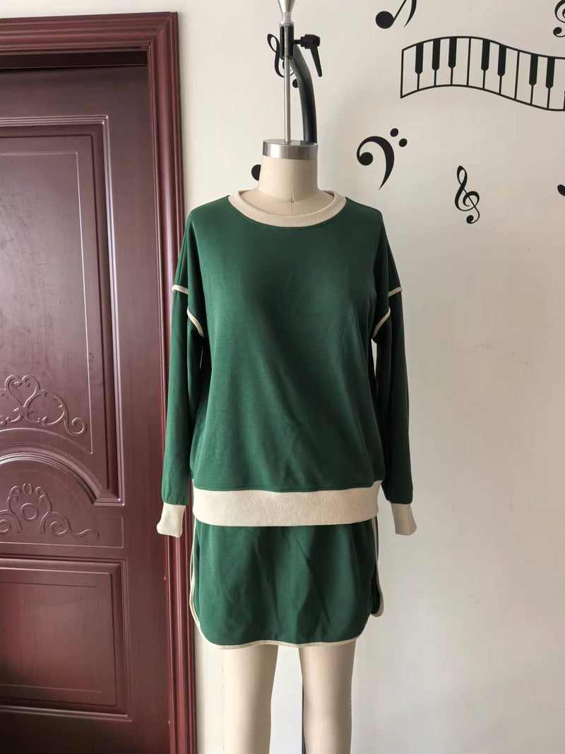 Autumn Suit Fresh Loose Multicolor Cotton Sweater Imitation Skirt Shorts