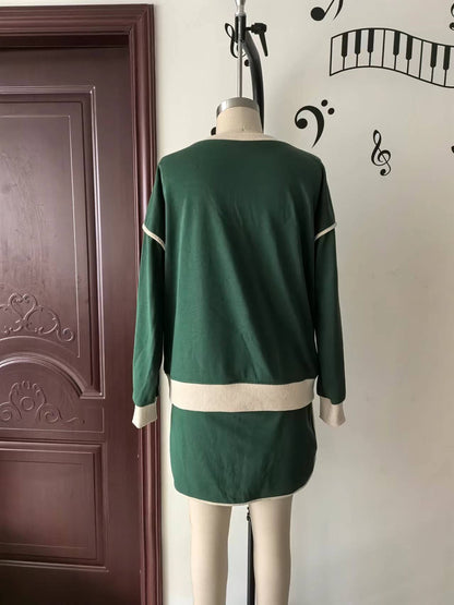 Autumn Suit Fresh Loose Multicolor Cotton Sweater Imitation Skirt Shorts