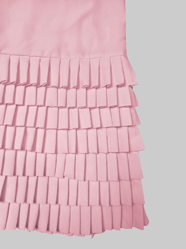 A-line Long Sleeves Layered Pleated Pockets Color Split-joint Lapel Midi Dresses Shirt Dress