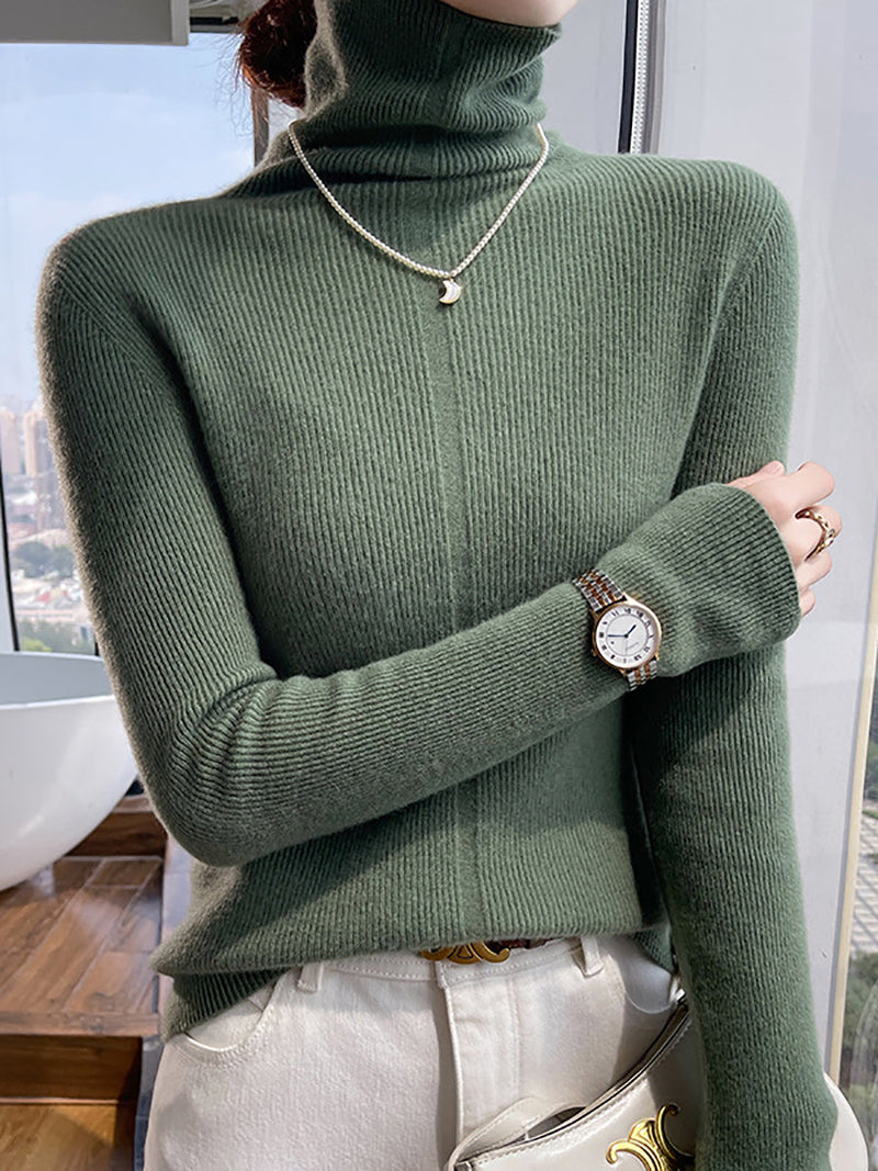 Autumn Turtleneck 100%wool Soft Sweater Qu013