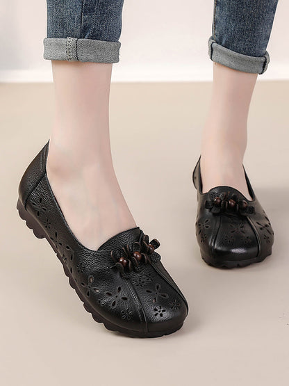 Summer Leather Flower Cutout Shoes Fg1026