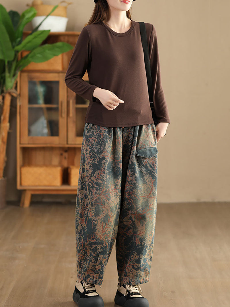 Tie-dye Autumn Strap Denim Harem Pants Ai1028