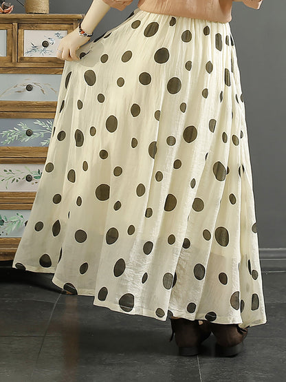 Leaf Flower Ramie Loose Skirt Sc1042