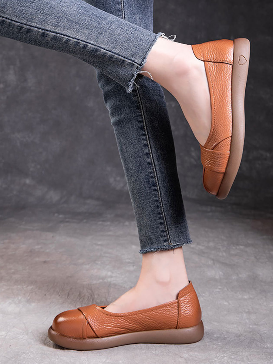 Spliced Genuine Cross Shoes Flat Leather