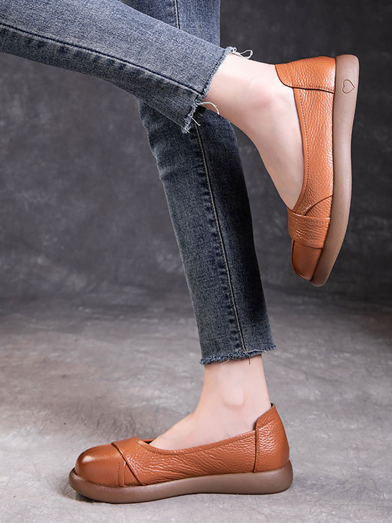 Spliced Genuine Cross Shoes Flat Leather