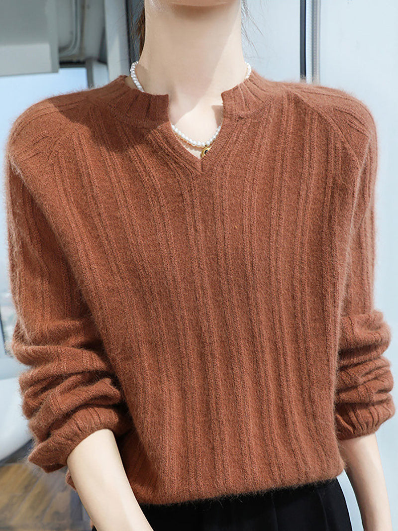 Autumn V-neck Wool Warm Knit Sweater Av1013