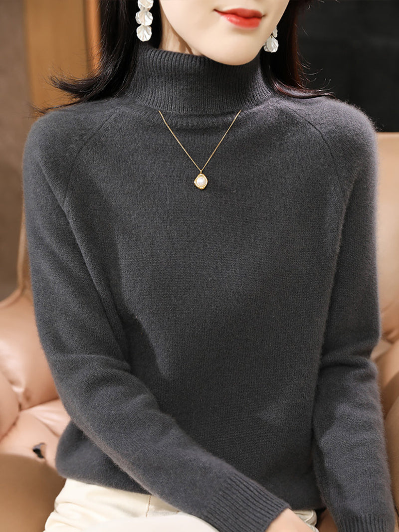 Autumn Knit 100%wool Turtleneck Sweater Qm031