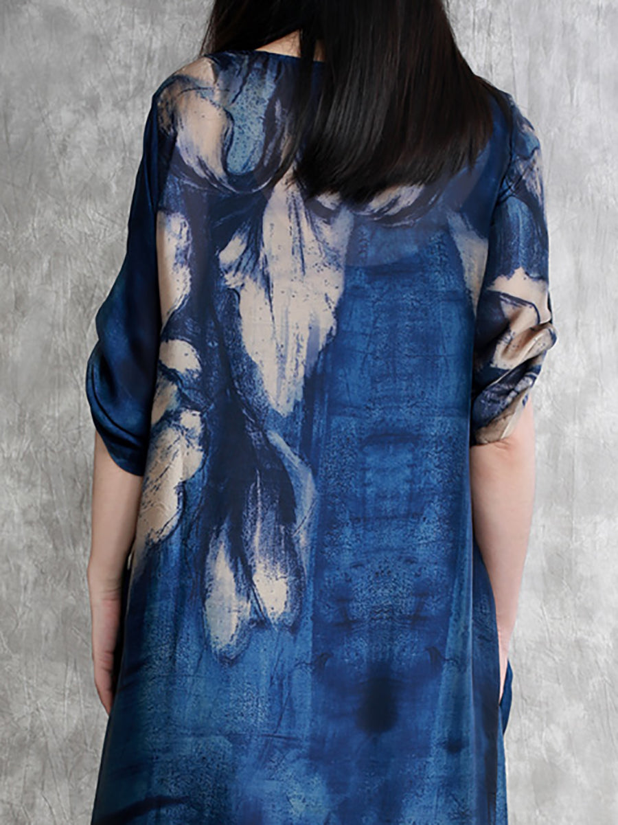 Summer Flower Print Loose Maxi Dress Hh028