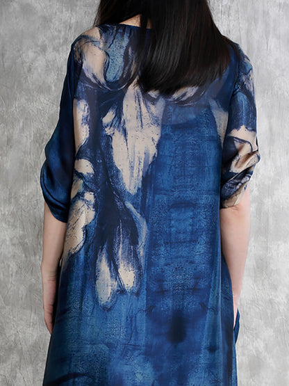 Summer Flower Print Loose Maxi Dress Hh028