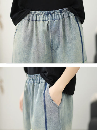 Pants Frayed Retro Denim Harem