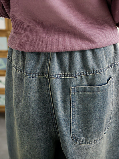 Summer Denim Spliced Harem Pants Qw1016