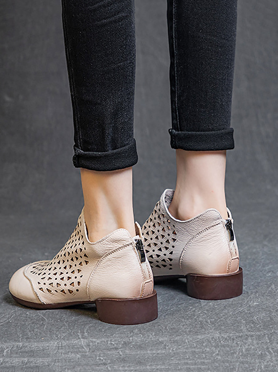 Summer Leather Soft Cutout Boots Ui1029