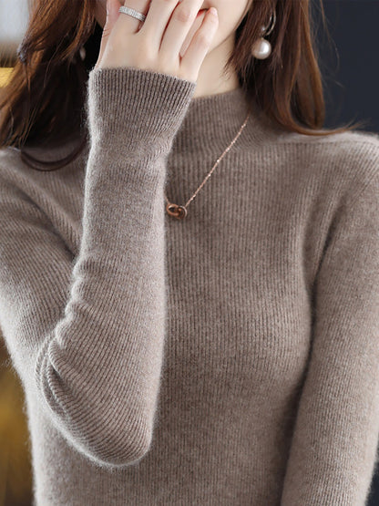 Autumn Half-turtleneck Wool Knit Sweater Ak1041