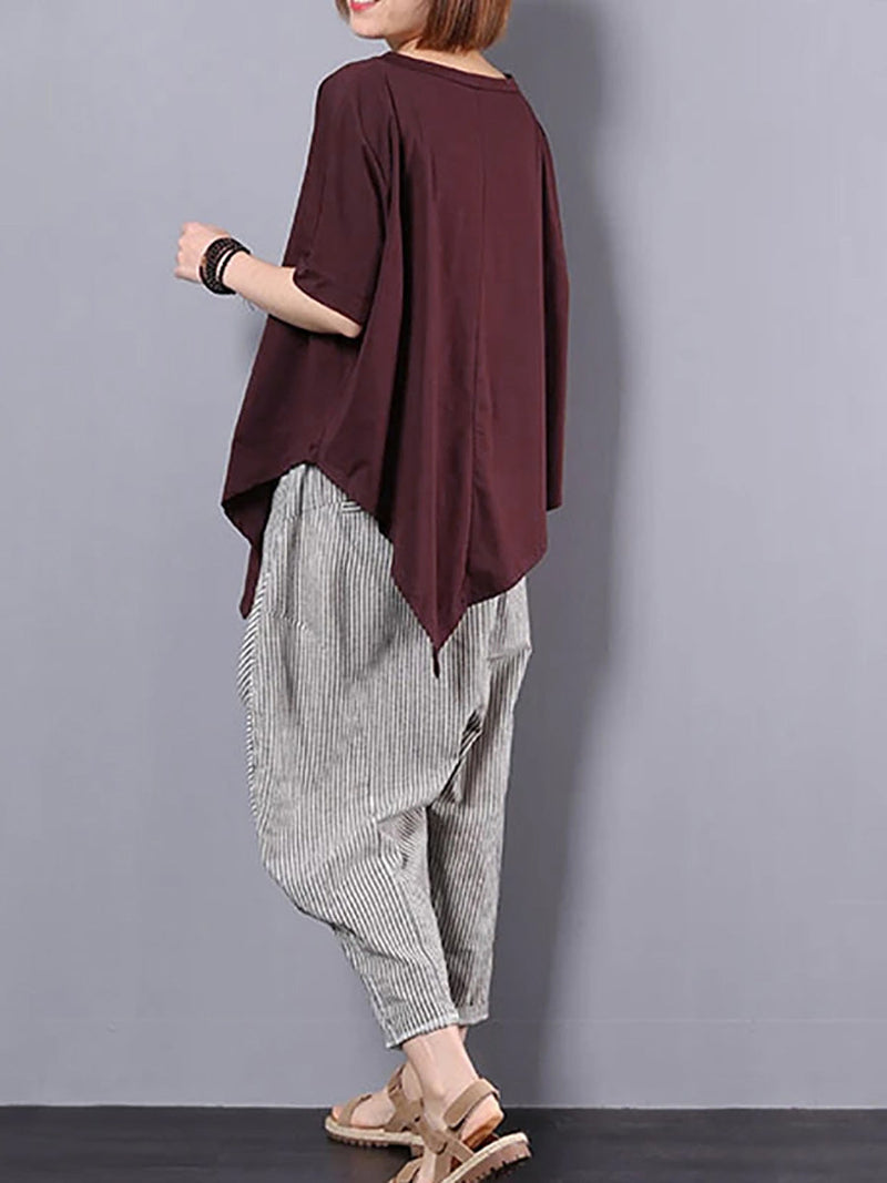 Irregular Loose 100% Cotton T-shirt As1061