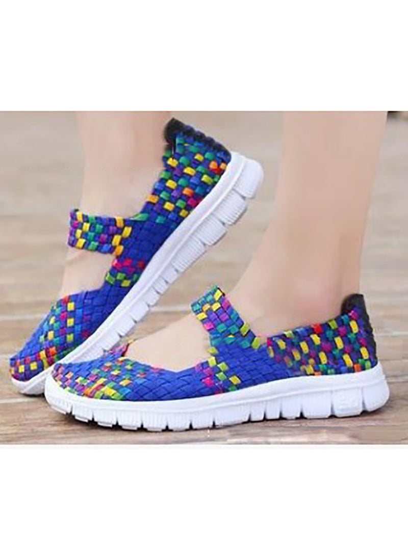 Summer Colorblock Weave Flat Shoes Rr1017