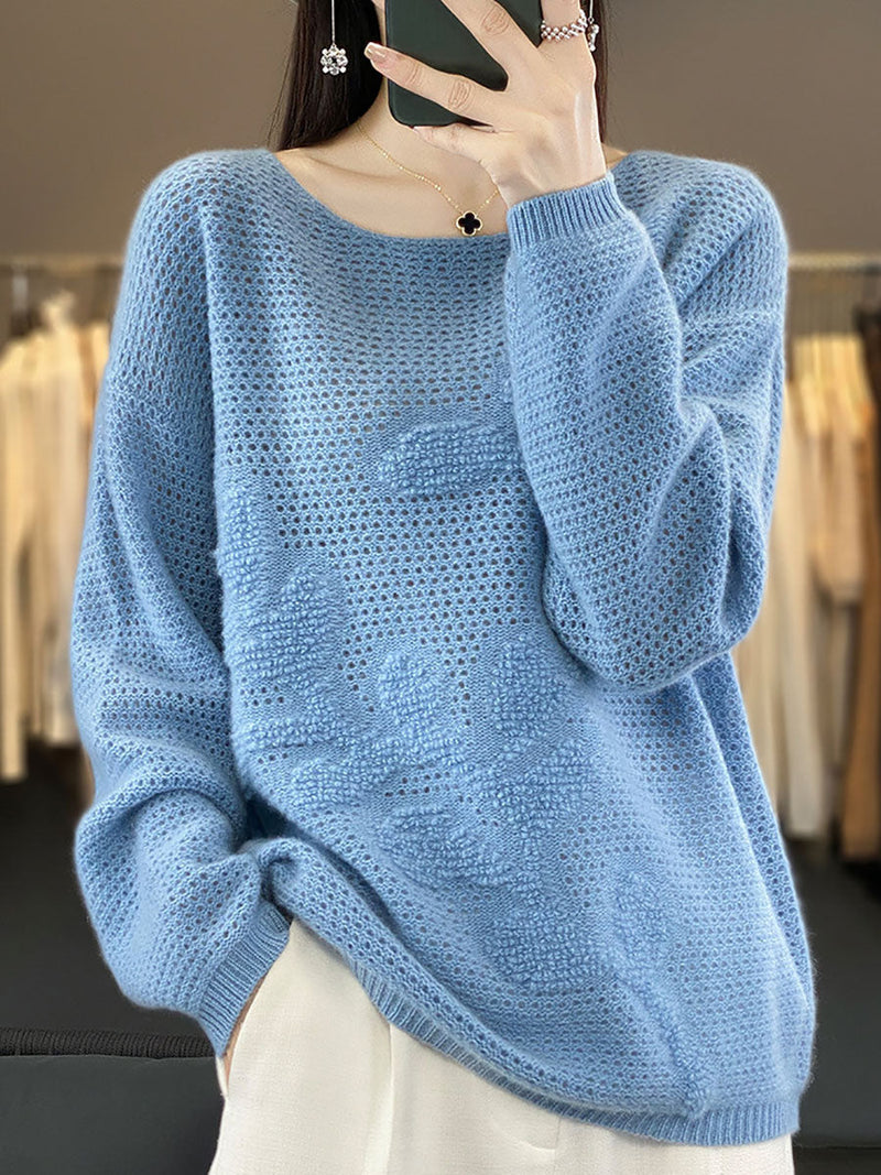 Autumn O-neck Spliced Wool Warm Knit Sweater Av1053