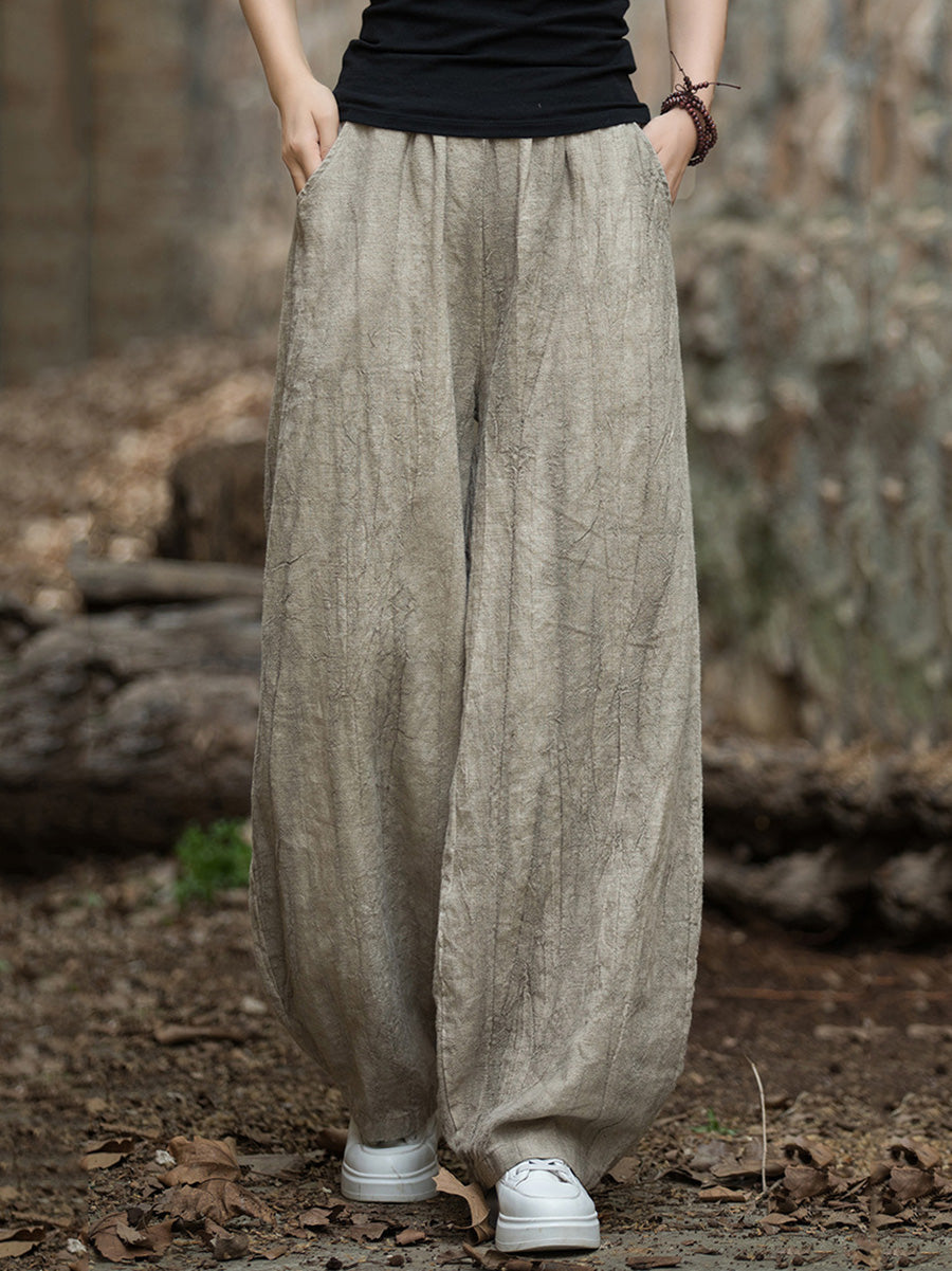 Autumn Tie-dye Ramie Harem Pants At1085