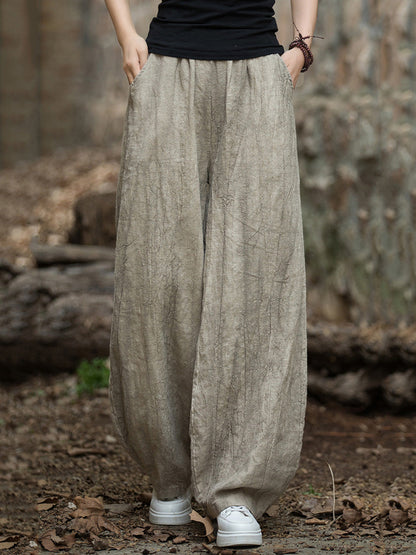 Autumn Tie-dye Ramie Harem Pants At1085