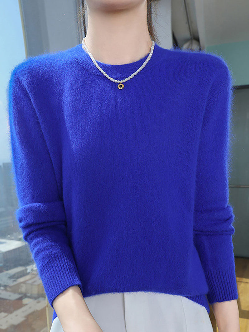 Autumn O-neck Soft 100%wool Sweater Qu030