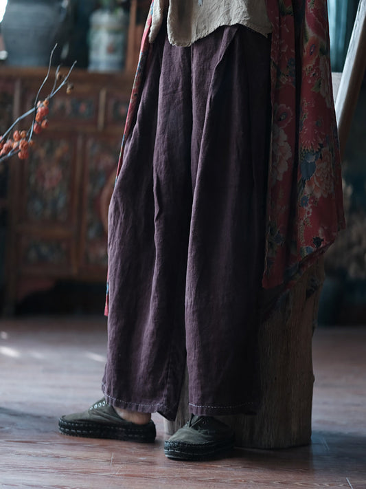 Summer Retro Linen Wide-leg Pants Xx1054