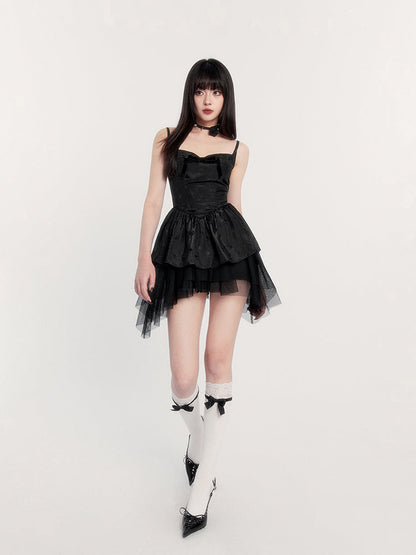 Gothic Lolita Dress With Layered Tulle Skirt