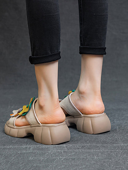 Summer Leather Spliced Star Platform Sandal Ty1033