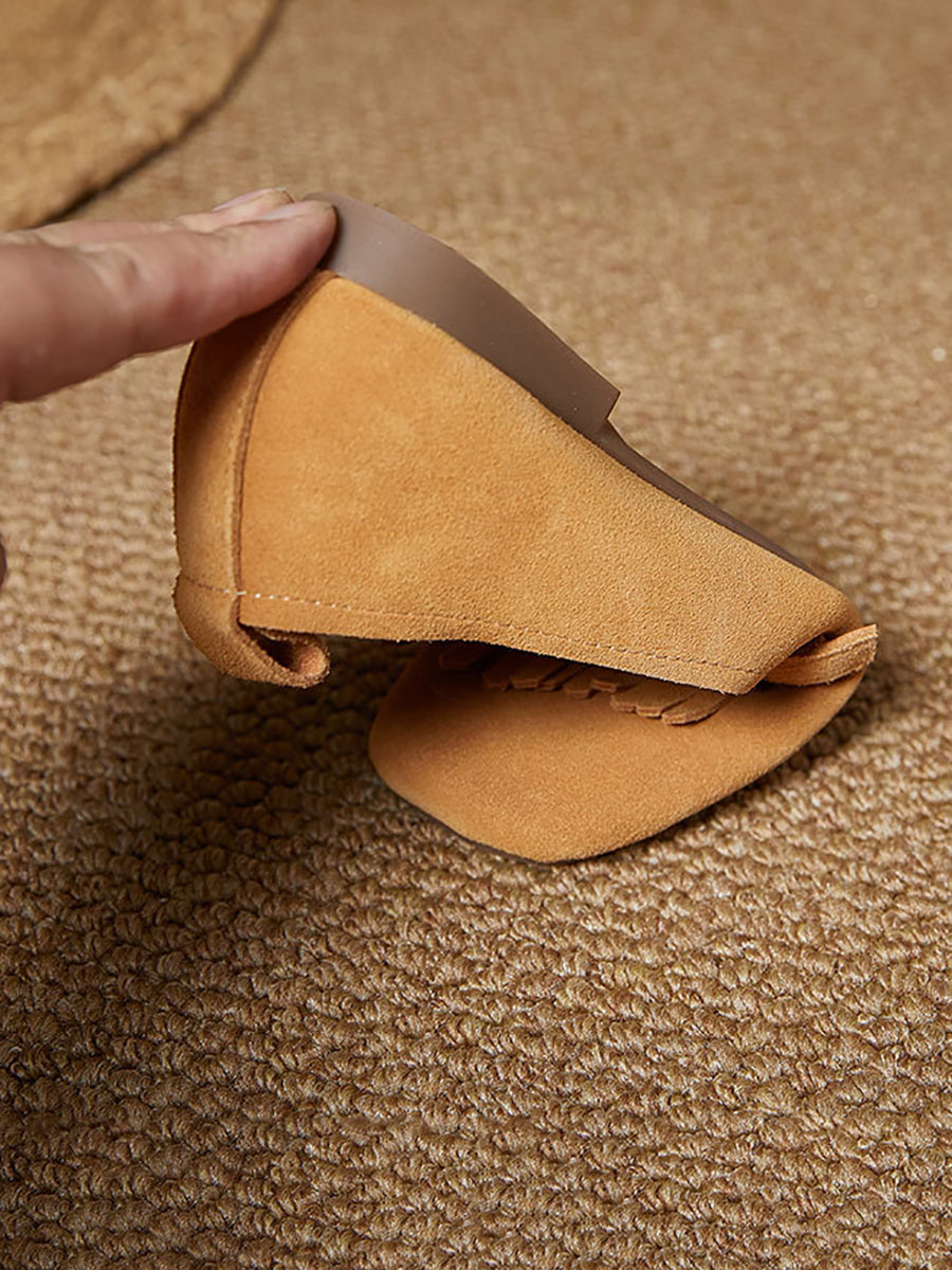 Summer Suede Leather Tassel Shoes Io1028